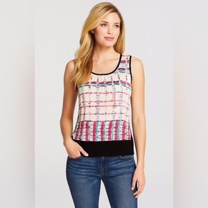 St.John Silk and Knit Sleeveless Top